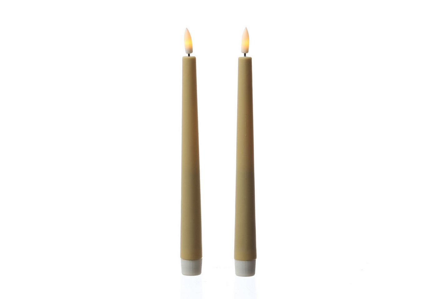 MARELIDA LED-Kerze LED Stabkerzen Outdoor Tafelkerzen Timer H: 25,5cm creme 2er Set, LED Classic, warmweiß (2100K bis 3000K)