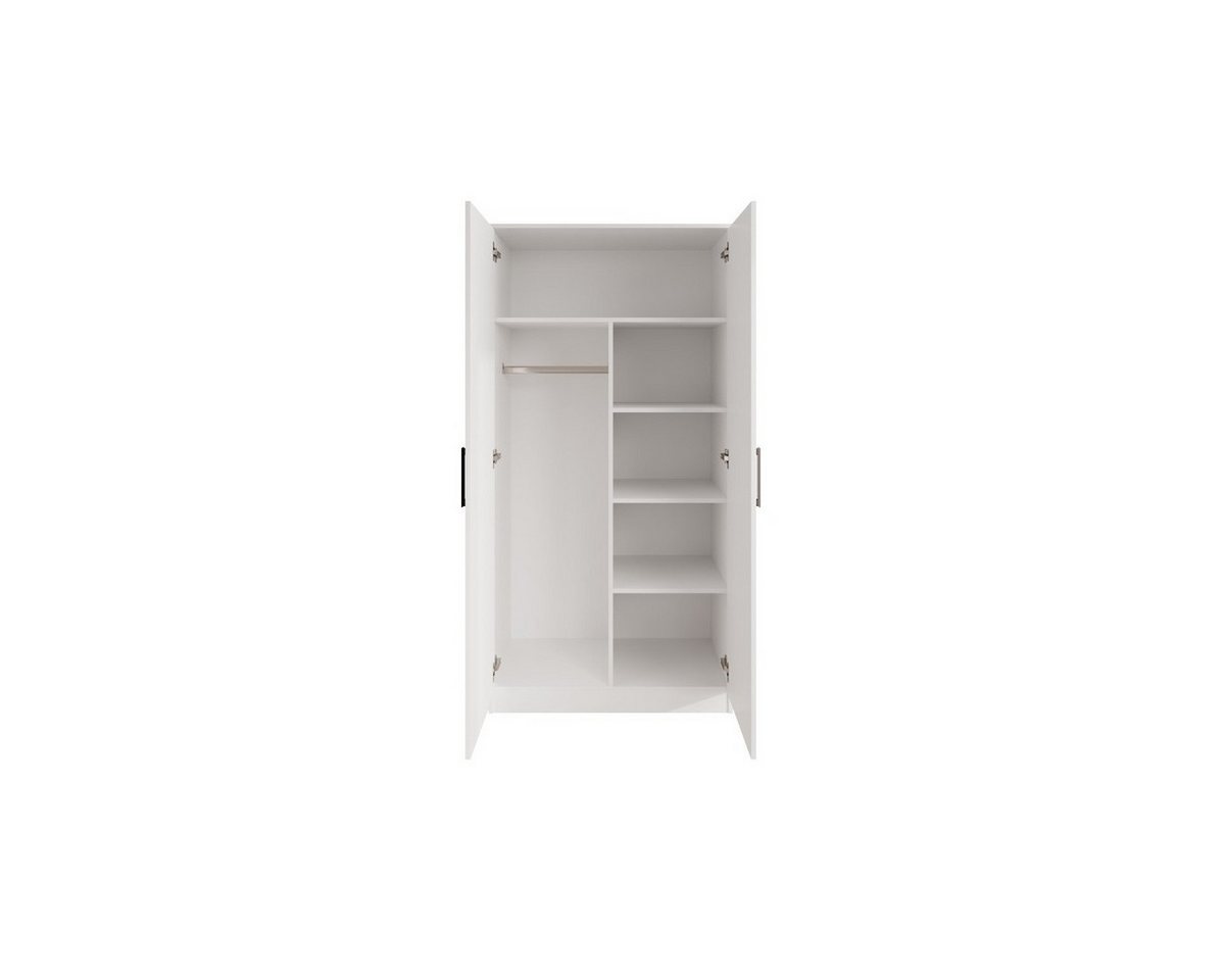 Masseno Drehtürenschrank DOVI 90 cm Kleiderschrank 2 Türen und 2 Schubladen Schwarz
