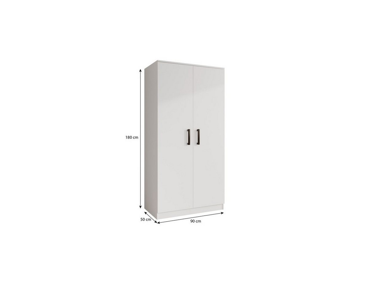 Masseno Drehtürenschrank DOVI 90 cm Kleiderschrank 2 Türen und 2 Schubladen Schwarz Bild 2