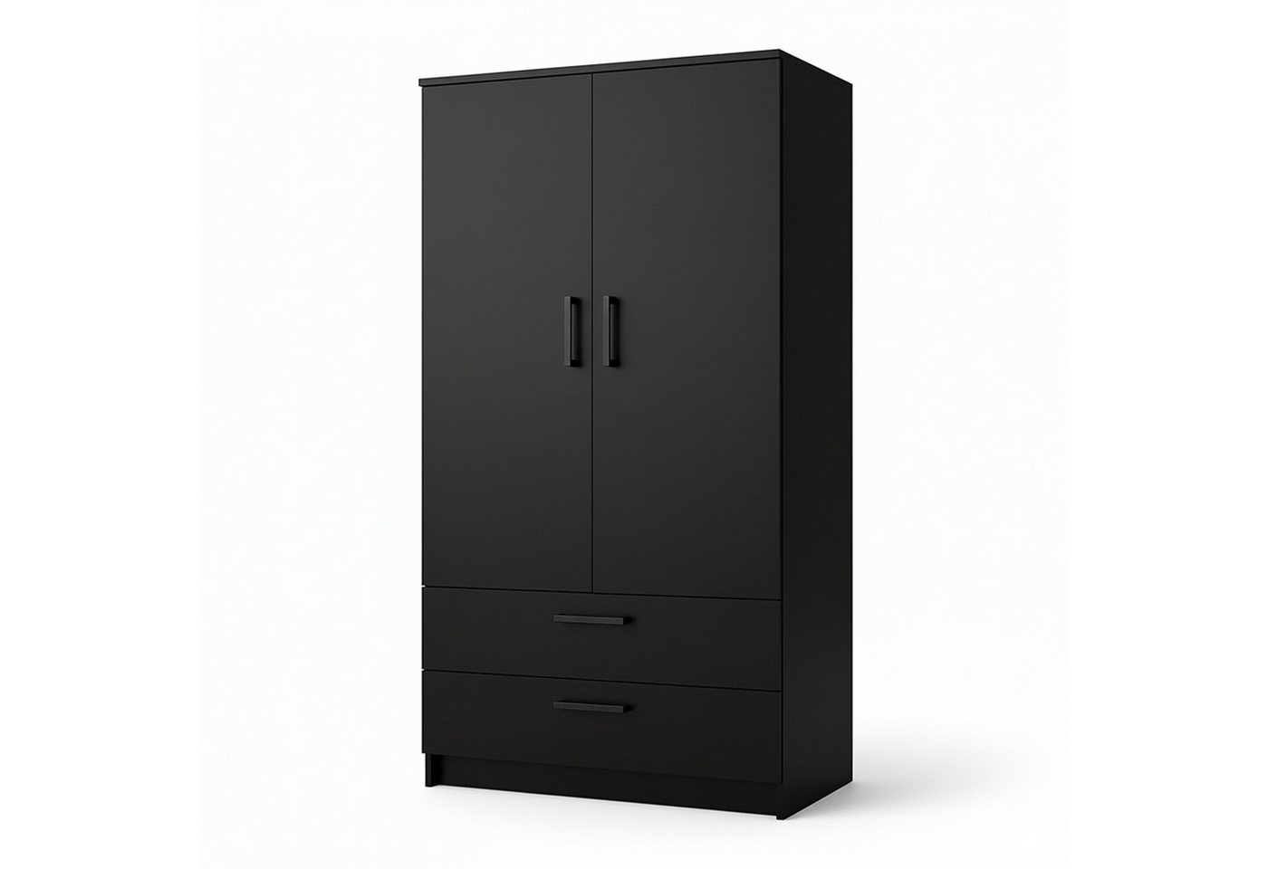 Masseno Drehtürenschrank DOVI 90 cm Kleiderschrank 2 Türen und 2 Schubladen Schwarz Bild 3