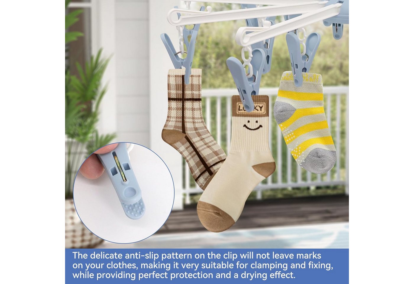 FELIXLEO Badewannen-Wäscheständer 2 Stück Sockentrockner Mini Wäschespinne faltbar Camping Blau Bild 5