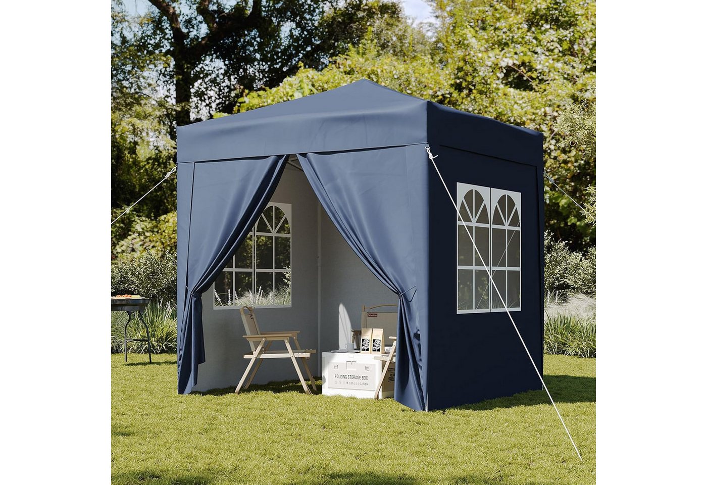AOXUN Pavillon 2x2m Wasserdicht mit 4 Seitenwänden,Grau, für individuell anpassbare Belüftung, in drei Höhen verstellbar Bild 3