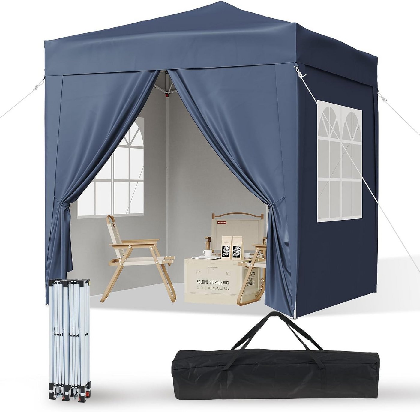 AOXUN Pavillon 2x2m Wasserdicht mit 4 Seitenwänden,Grau, für individuell anpassbare Belüftung, in drei Höhen verstellbar Bild 5