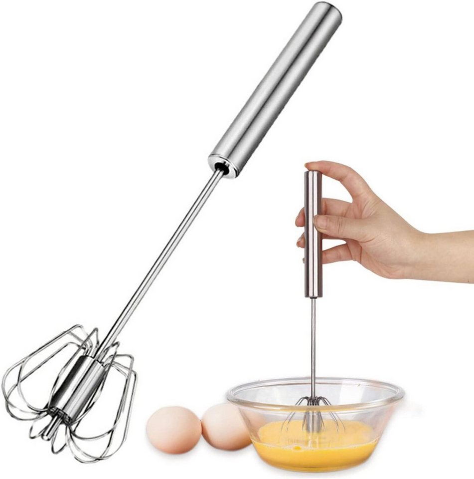 FELIXLEO Schneebesen 10 Zoll halbautomatischer Schneebesen Edelstahl Küchenquirl Rührbesen Bild 5
