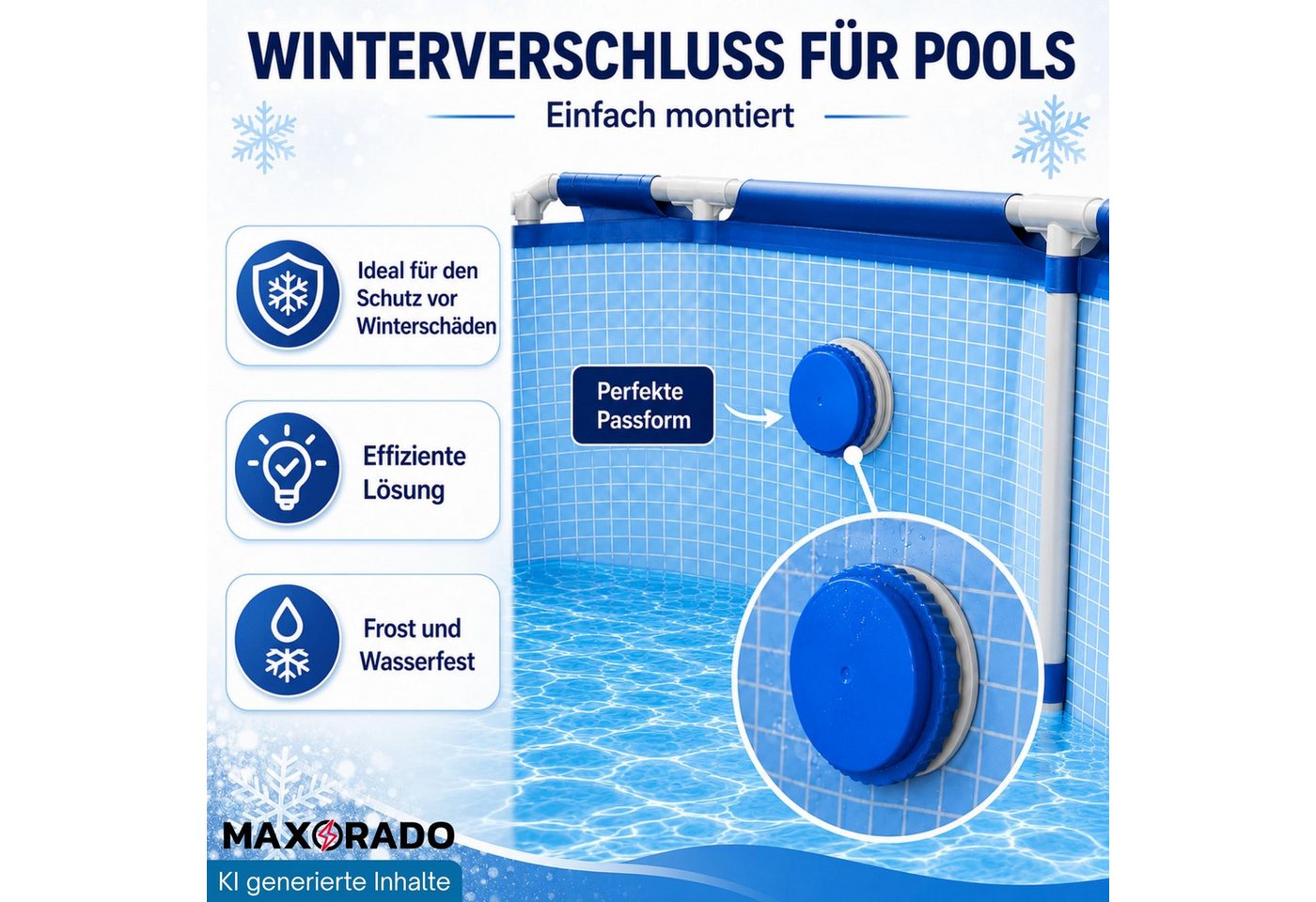 Maxorado Poolschlauch 2 Winterverschluss passend für Intex Bestway Pool Pools Winter Kappe Bild 5