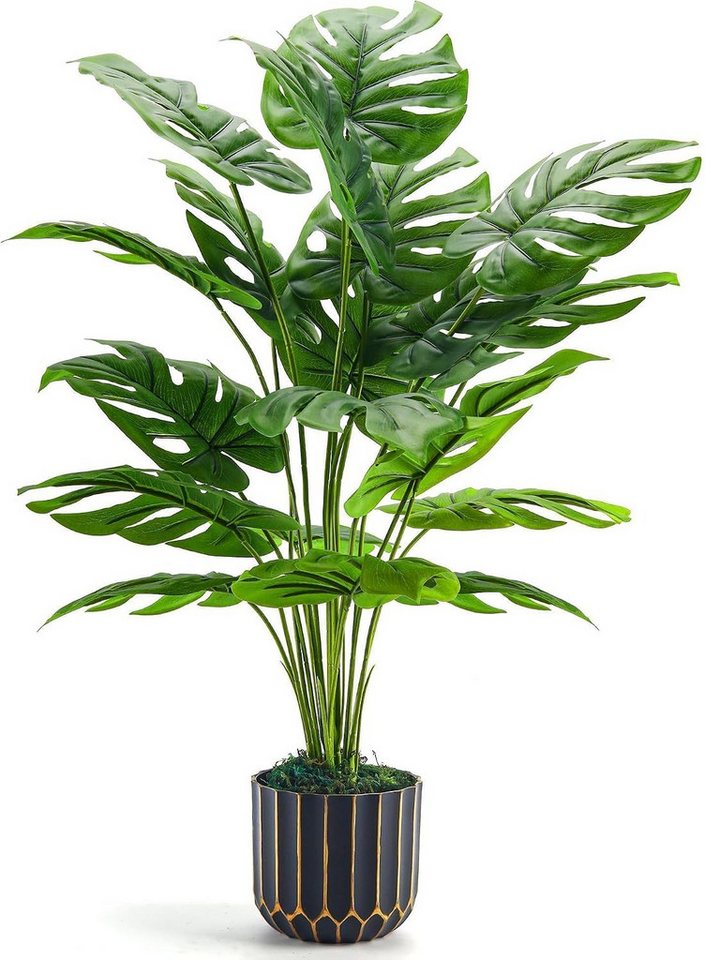 Kunstpflanze Kunstpflanze Monstera 71 cm, künstliche Zimmerpflanze mit Topf künstliche Monstera, künstliche Grünpflanze, realistische Deko Pflanze, künstliche Grünpflanze, Outdoor-Kunstpflanze, Regal Deko, Realistische Monstera-Optik, Pflegeleicht und geruchlos, flexibel anpassbar, DIY-Design, mit dekorativem Moos, UV-beständig, für Innen & Außen, Refined Living, Höhe 71 cm, für Wohnzimmer, Schlafzimmer, Büro, Badezimmer, Balkon, Terrasse Bild 3