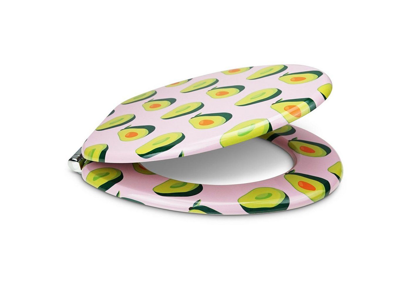 Sanfino WC-Sitz "Pink Avocado" Premium Toilettendeckel mit Absenkautomatik aus Holz, mit schönem Avocado-Motiv, hohem Sitzkomfort, einfache Montage Bild 2