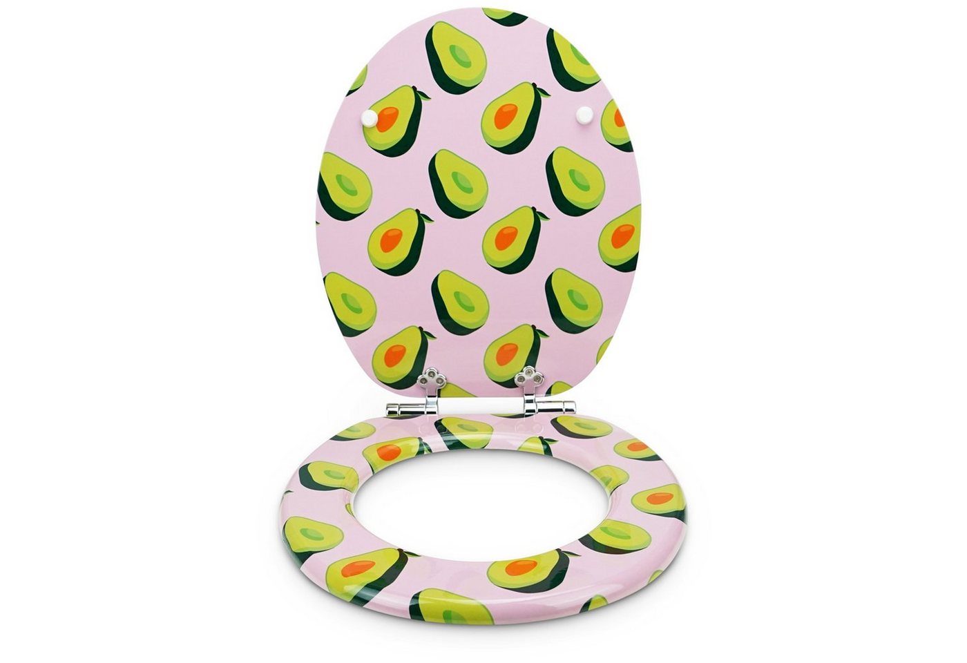 Sanfino WC-Sitz "Pink Avocado" Premium Toilettendeckel mit Absenkautomatik aus Holz, mit schönem Avocado-Motiv, hohem Sitzkomfort, einfache Montage Bild 3