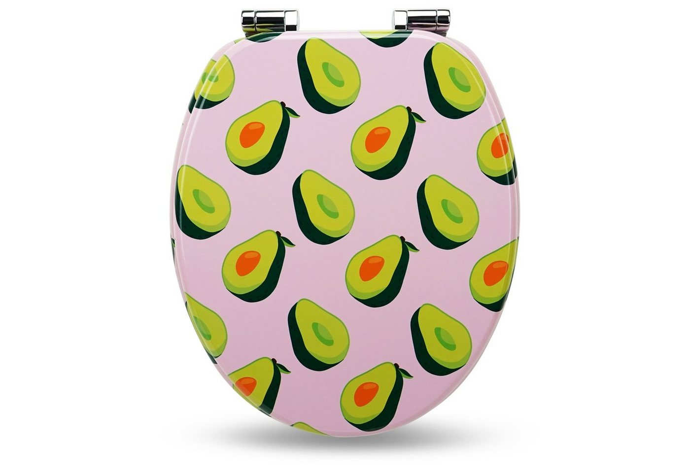 Sanfino WC-Sitz "Pink Avocado" Premium Toilettendeckel mit Absenkautomatik aus Holz, mit schönem Avocado-Motiv, hohem Sitzkomfort, einfache Montage Bild 5
