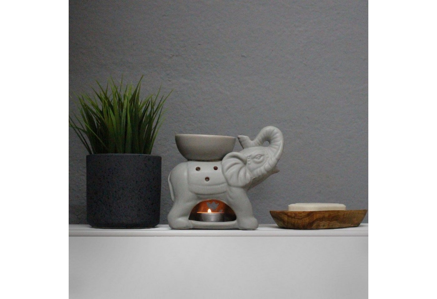 mitienda Duftlampe Duftlampe aus Keramik Elefant grau Bild 2