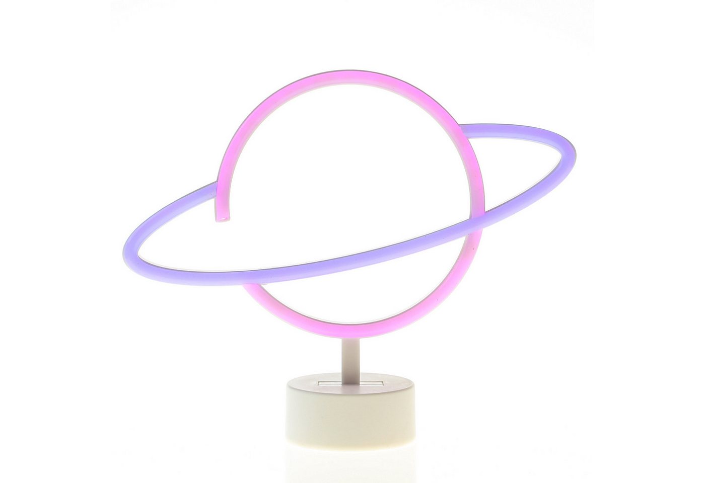 SATISFIRE LED Dekolicht LED Neonlicht Planet Saturn Neonschild Leuchtfigur Batterie USB 30cm, LED Classic, mehrfarbig / bunt
