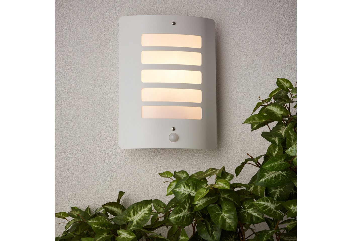 Lightbox Wandleuchte, Bewegungsmelder, ohne Leuchtmittel, Außen Wandlampe, Bewegungsmelder, 29 x 23 cm, E27, max. 60 W, weiß Bild 3
