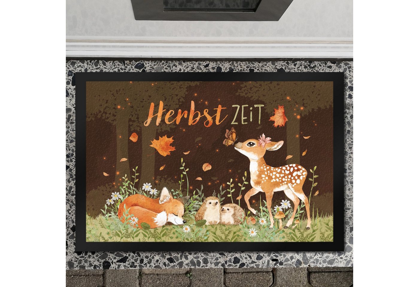 speecheese Fußmatte Tier des Waldes Fußmatte XXL in 50x75 cm mit Spruch Herbstzeit