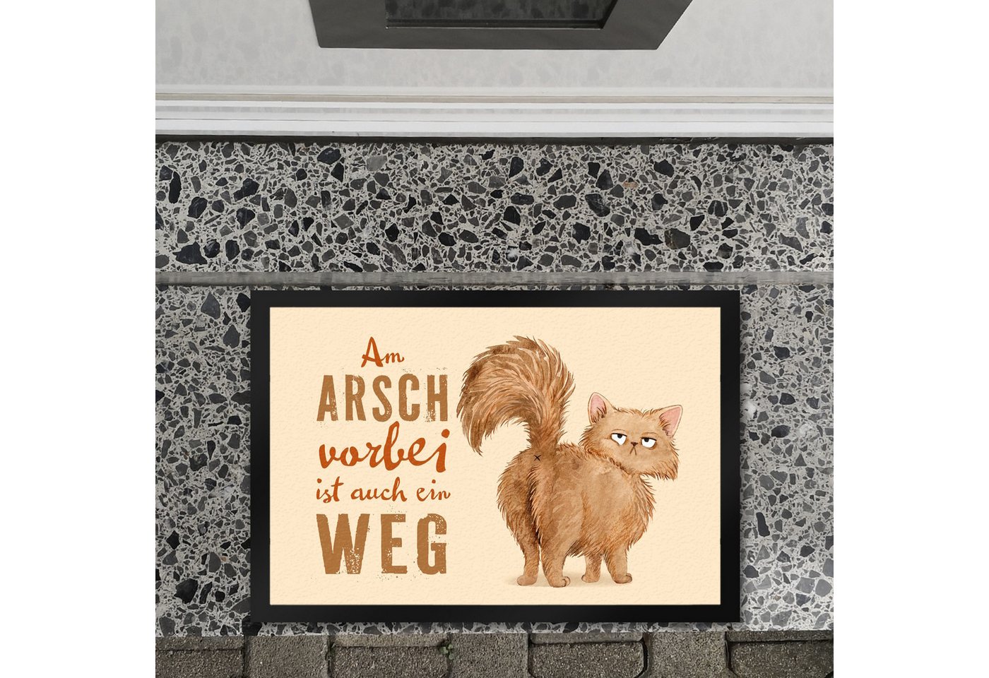 speecheese Fußmatte Katze Fußmatte XL in 40x60 cm mit Spruch Am Arsch vorbei ist auch ein