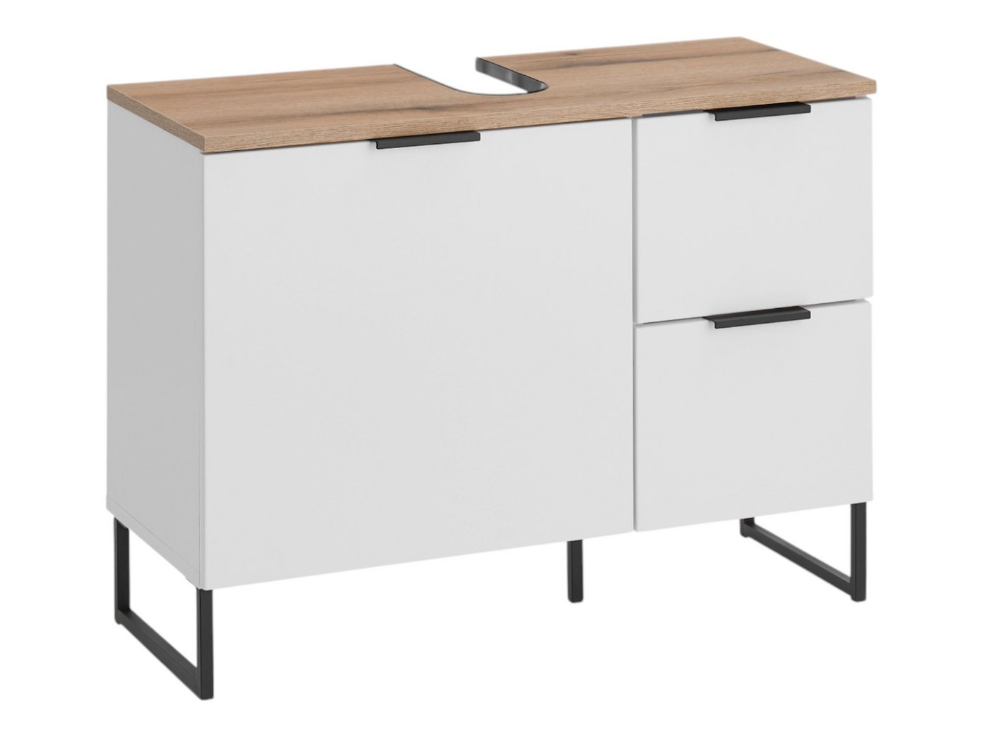 moebel-dich-auf Waschbeckenunterschrank Aspen 80 80 x 60 x 35 cm, Schwarz matt oder Weiß matt, Oberboden: Evoke Eiche