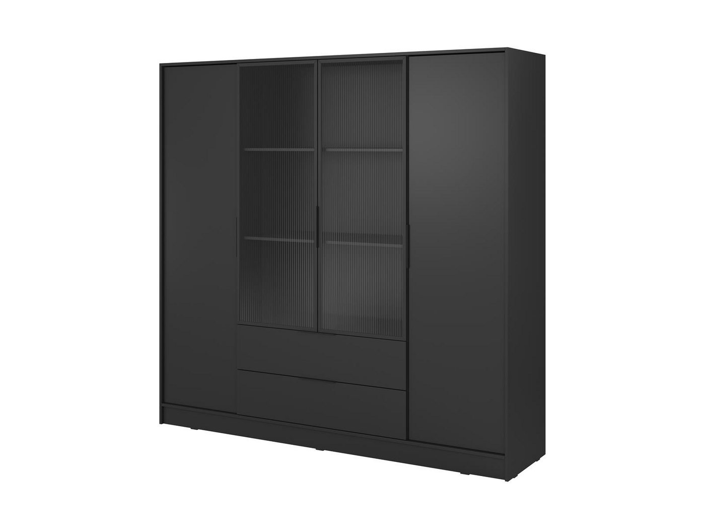 Compleo Drehtürenschrank mit geriffelten Glastüren, Designer Schrank KALS Bild 2