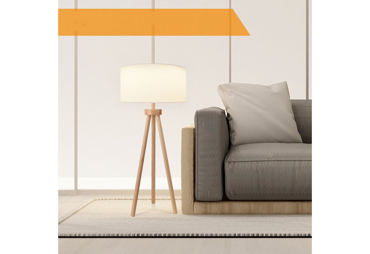 Aigostar LED Stehlampe Vintage mit Leinenschirm Lampenschirm und Fußschalter,143 cm Höhe Bild 5