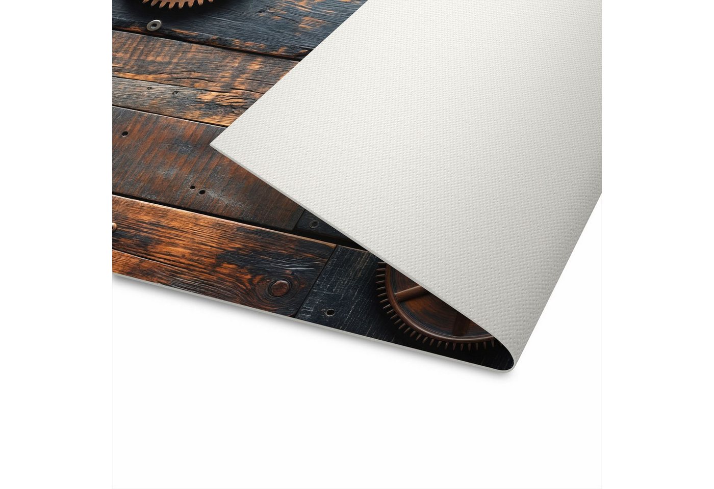 Primedeco Teppich Küchenteppich Holz und Zahnräder PVC rutschfest abwaschbar Läufer, Rechteckig, Höhe: 3 mm, Pflegeleicht & Wasserabweisend Bild 4