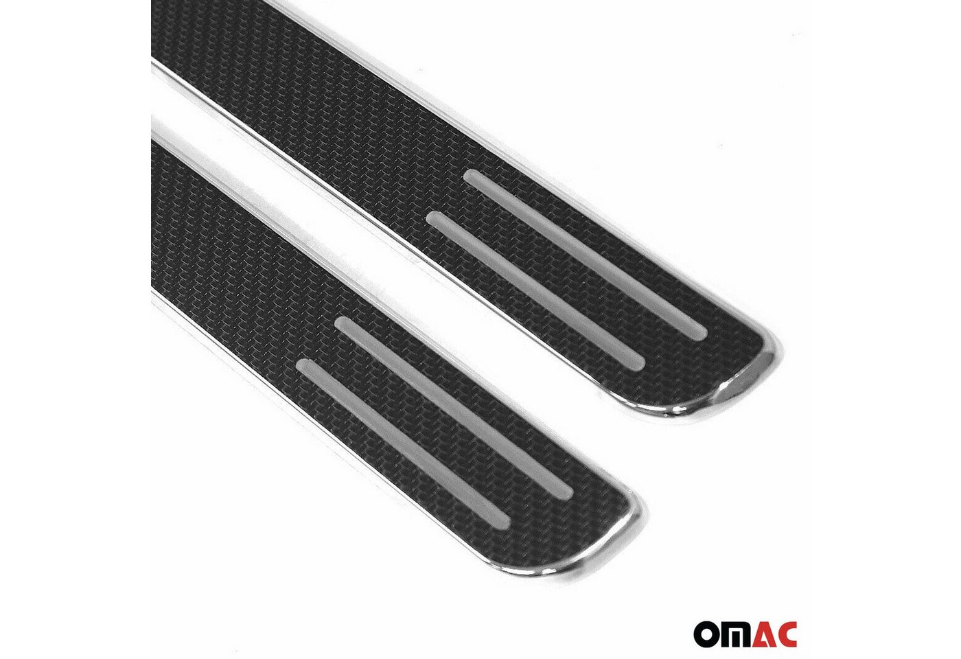OMAC Zierleisten-Aufkleber Einstiegsleisten Chrom Kohlefaserfolien 2x, (2tlg), Langlebig,Einfache Reinigung,Einfache Installation,Rostbeständig Bild 2
