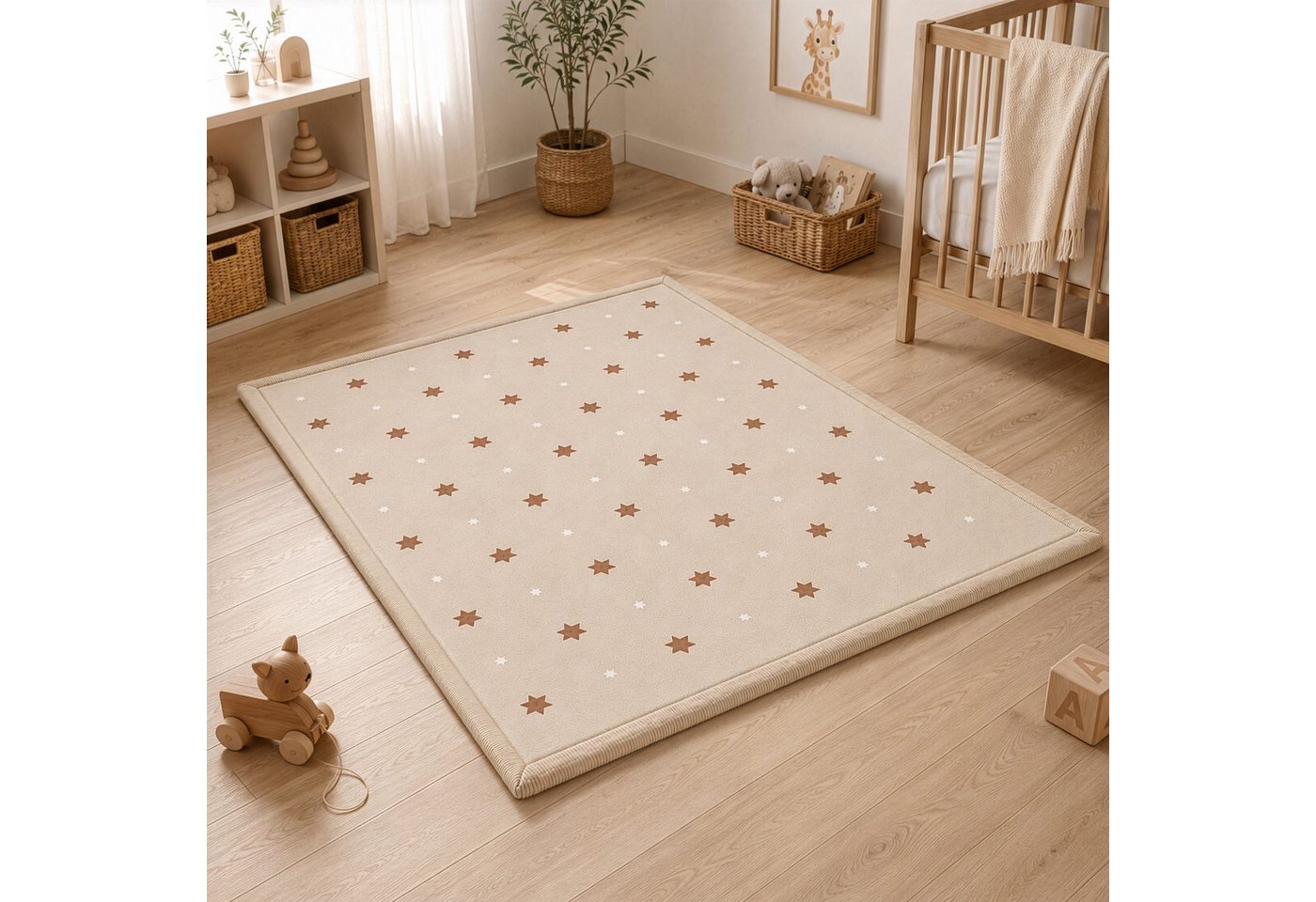 Sanosoft Kinderteppich Sanosoft samtweicher und kuscheliger Krabbelteppich "Sterne" 120x170cm, Höhe: 30 mm, Öko-Tex 100