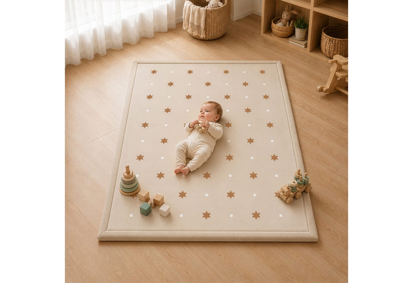 Sanosoft Kinderteppich Sanosoft samtweicher und kuscheliger Krabbelteppich "Sterne" 120x170cm, Höhe: 30 mm, Öko-Tex 100 Bild 5