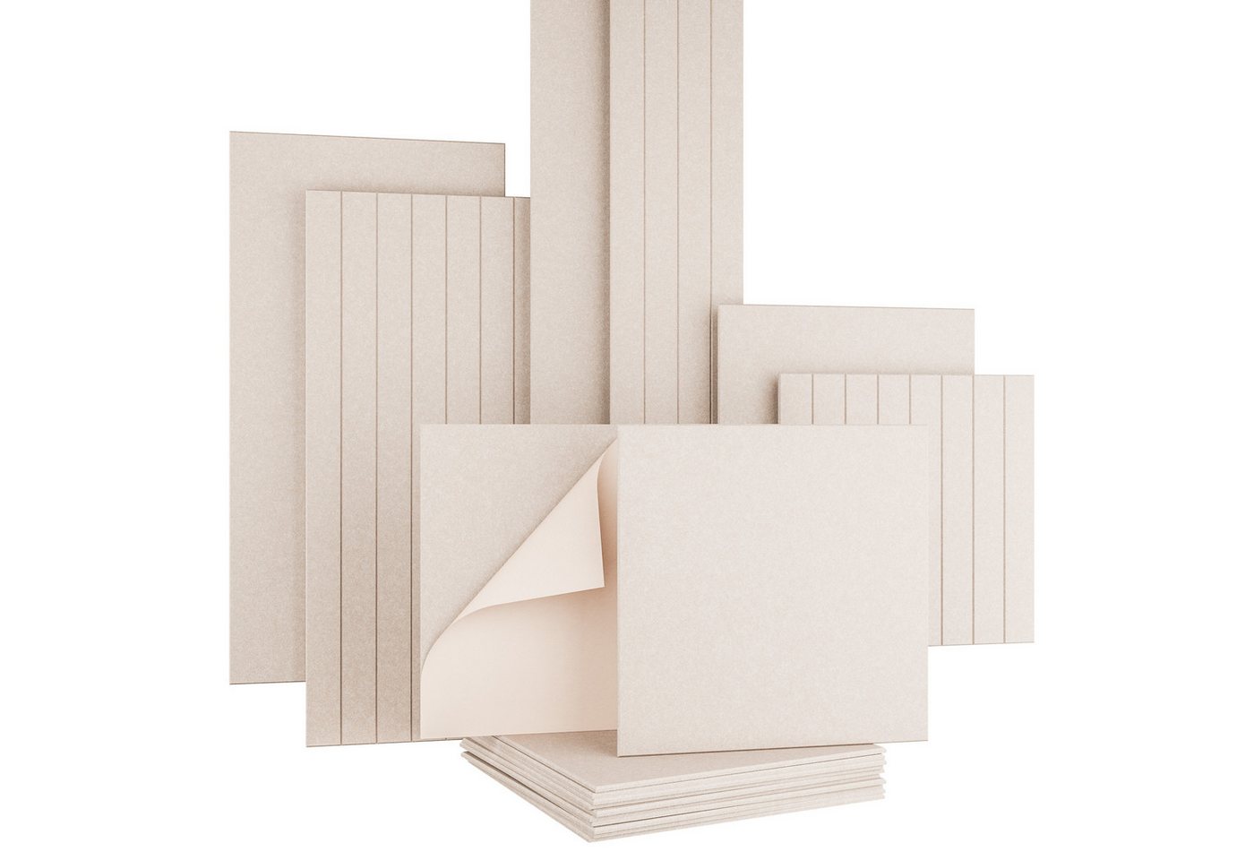 AKUSTIKO Schallschutzpaneel, BxL: 60x60 cm, (Selbstklebend 60x60cm - 4 Stück Beige Akustik Wandpaneele Schallschutz & Raumakustik Panels Filz 9mm Hexim Decken- & Wandverkleidung Raumklang Verbesserung (1.44m) Bild 5