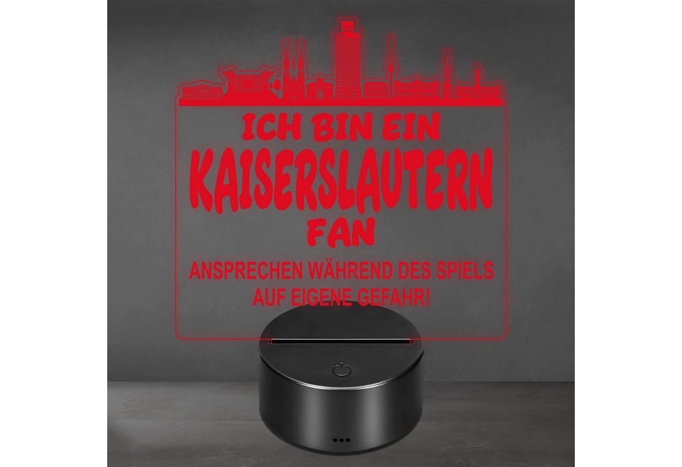 Lieblingsmensch LED Nachtlicht Fußball - Ich bin ein Kaiserslautern Fan - Ansprechen auf eigene Gefah, LED fest integriert, Farbwechsel oder feste Farbe mit Fernbedienung & Touch, Man Cave Stimmungslicht – 19x23cm Bild 2