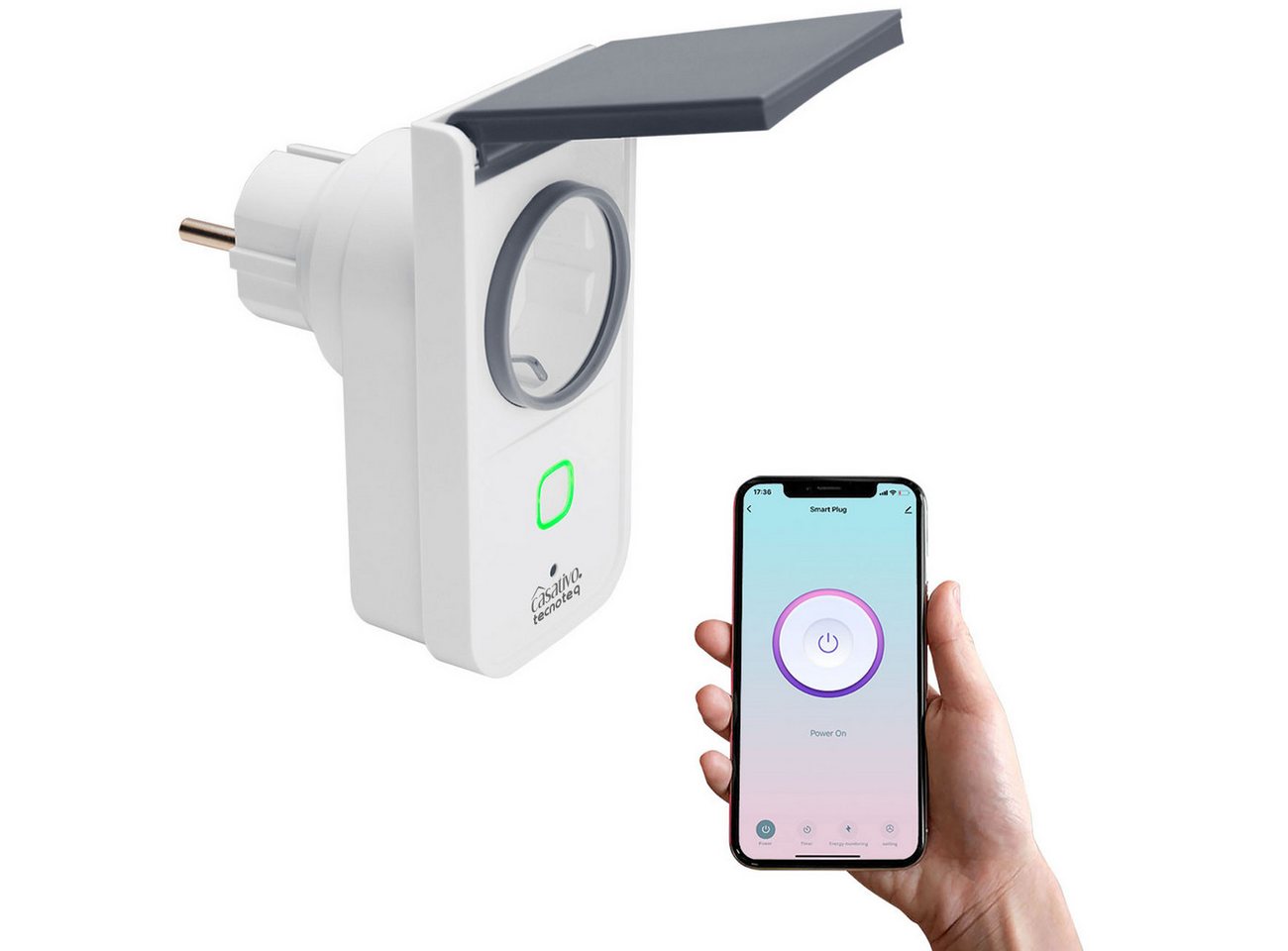 Casativo WLAN-Steckdose Smarte WLAN Outdoor-Steckdose IP44, Wetterfeste Garten-Steckdose, 1-St., 1er/2er/3er-Set, IP44, Stromzähler, Timer & Alexa/Google Home Bild 4