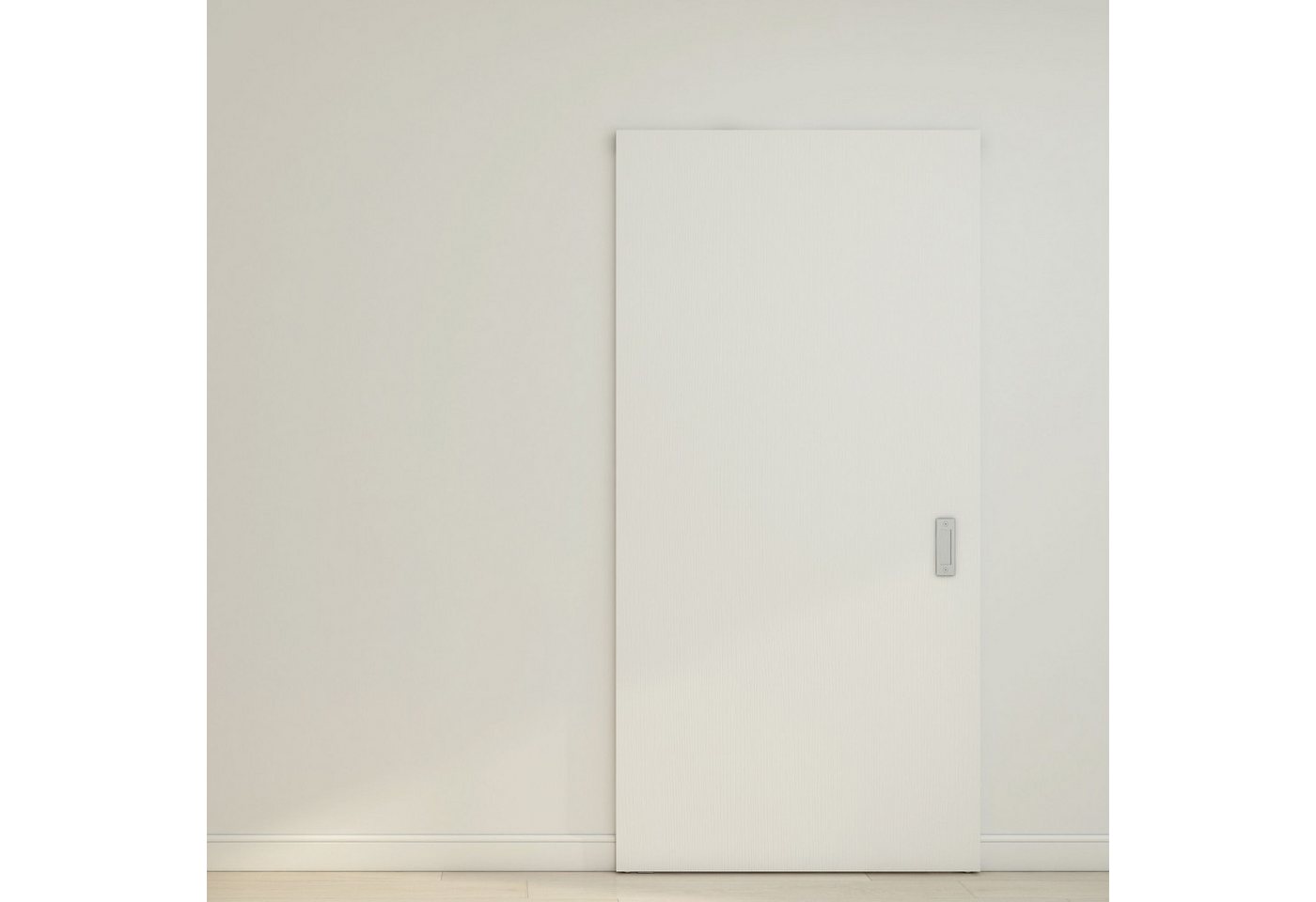 inova wohnen Schiebetür Holzschiebetür 103 x 210 cm (Komplett-Set), Weiß, Komplettset mit unsichtbarer Laufschiene und Softclose Bild 4