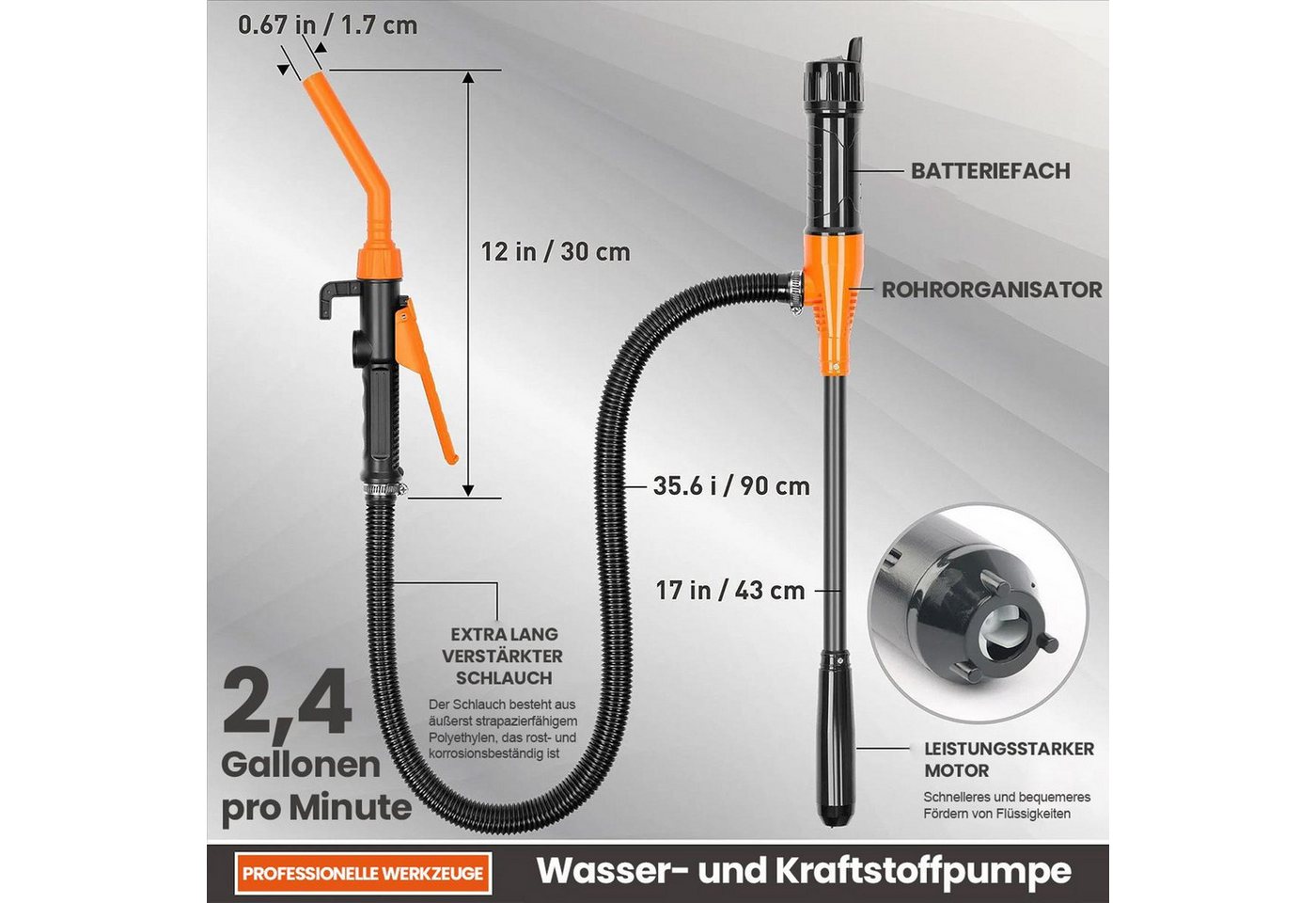 FELIXLEO Elektropumpe Elektrische Kraftstoffpumpe 24 GPM Benzin Umfüllpumpe mit Schlauch Bild 5