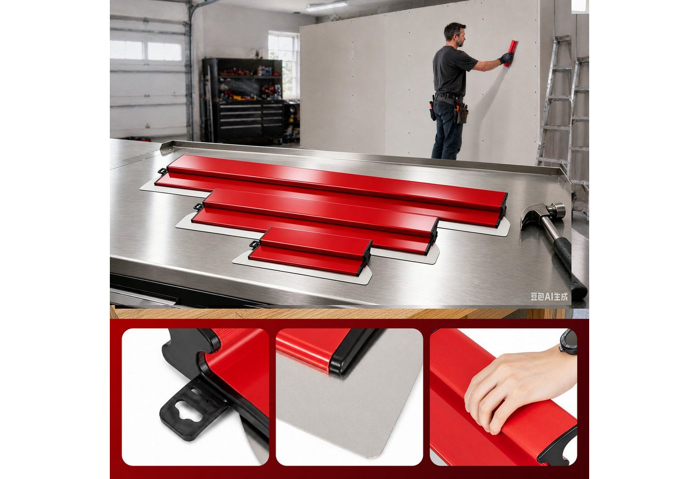 Youyijia Flächenspachtel Flächenspachtel Set 40/60/80 cm Edelstahlklinge Spachtel (3-St)