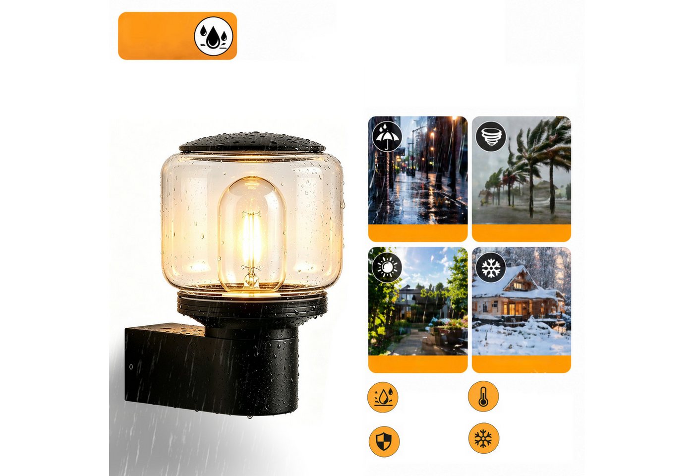 Nettlife Außen-Wandleuchte LED/E27 schwarz balkon landhaus Außen Wandlampe, ohne Leuchtmittel, für Hauswand Terrasse Balkon Eingangsbereich energiesparend langlebig Bild 2