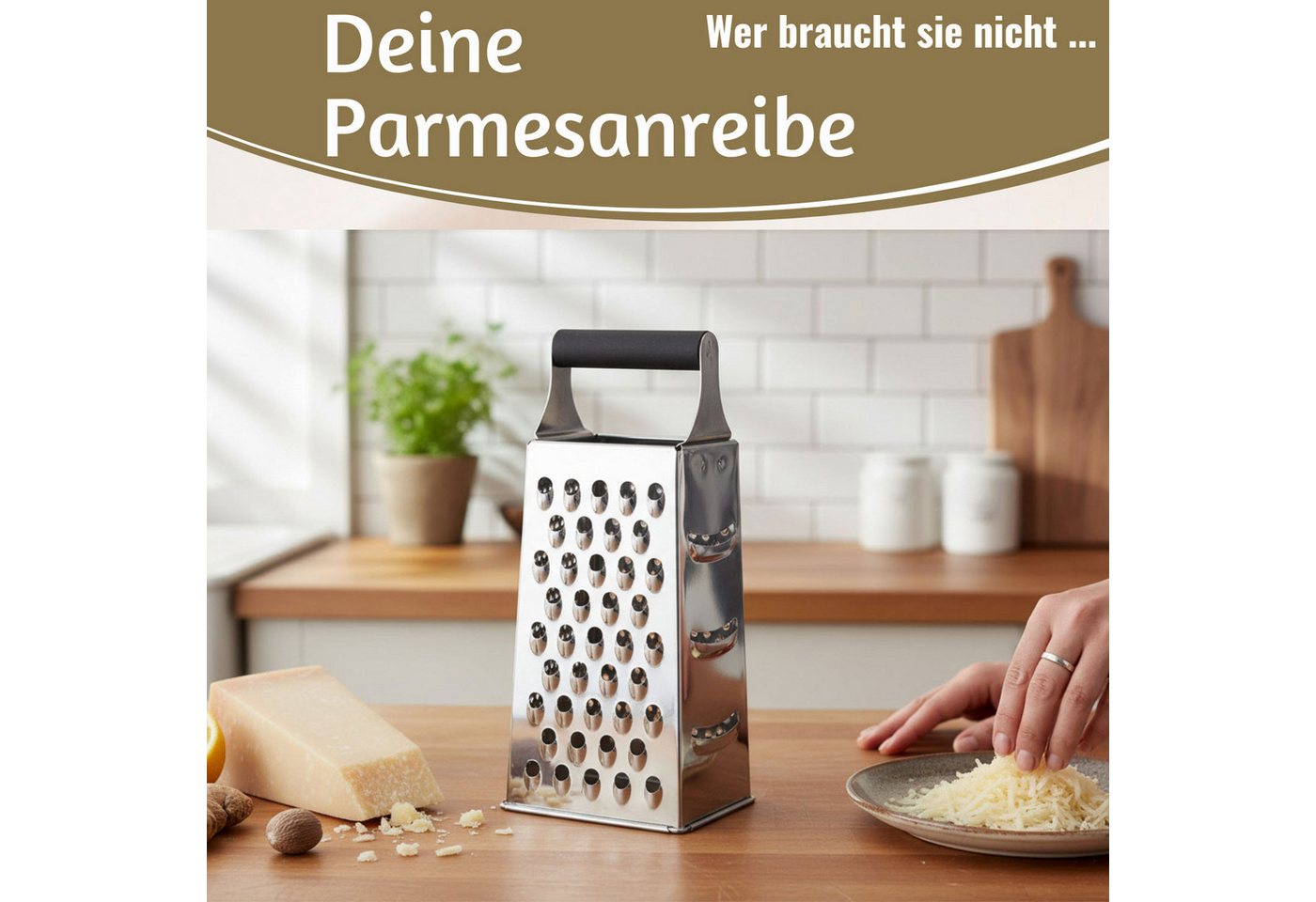 LS-LebenStil Vierkantreibe Edelstahl Gemüsereibe 24cm 4-fach Käsereibe Küchenreibe Gurkenhobel, Edelstahl, (Parmesanreibe Kartoffelreibe Käsereibe Käsehobel, 1-St., Obst Gemüse Kartoffeln Käse Hobel Raspel), zum Reiben, Schneiden, Raspeln und feinen Zerkleinern Bild 2