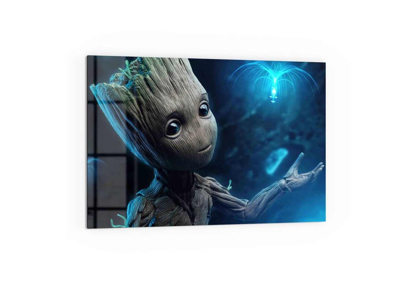 DEQORI Küchenrückwand 'Niedlicher Baby Groot', Glas Spritzschutz Badrückwand Herdblende