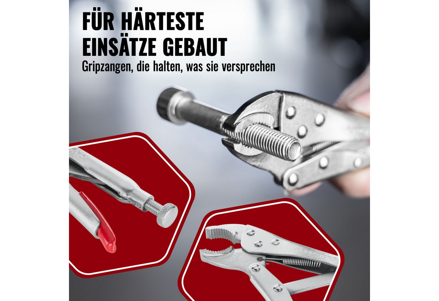 Poppstar Gripzange, Gripzangen-Set 4-teilig (3 Greifzangen + 1 Langbeckzange)