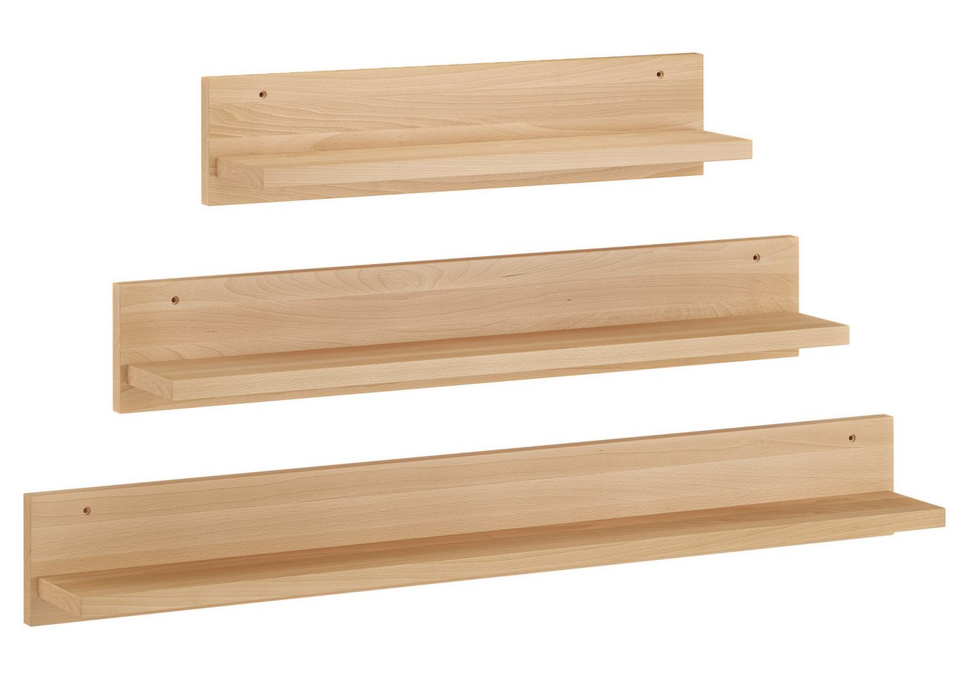 ERST-HOLZ Wandregal Holzablage Regal Buche Größe Wählbar