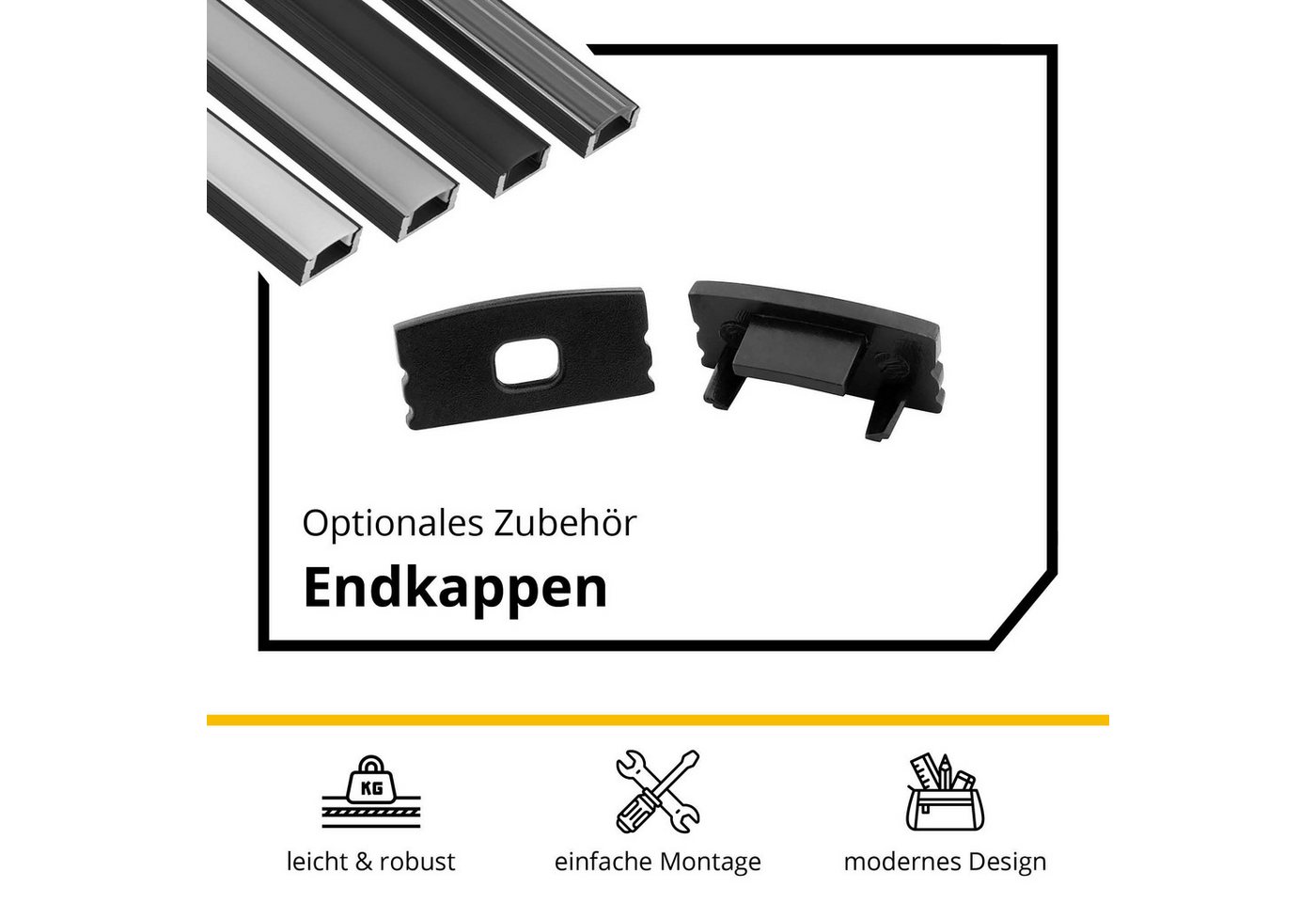 tktrading24 LED-Stripe-Profil A17 LED Aluprofil Schwarz mit Abdeckung - Premium LED-Profil Bild 4
