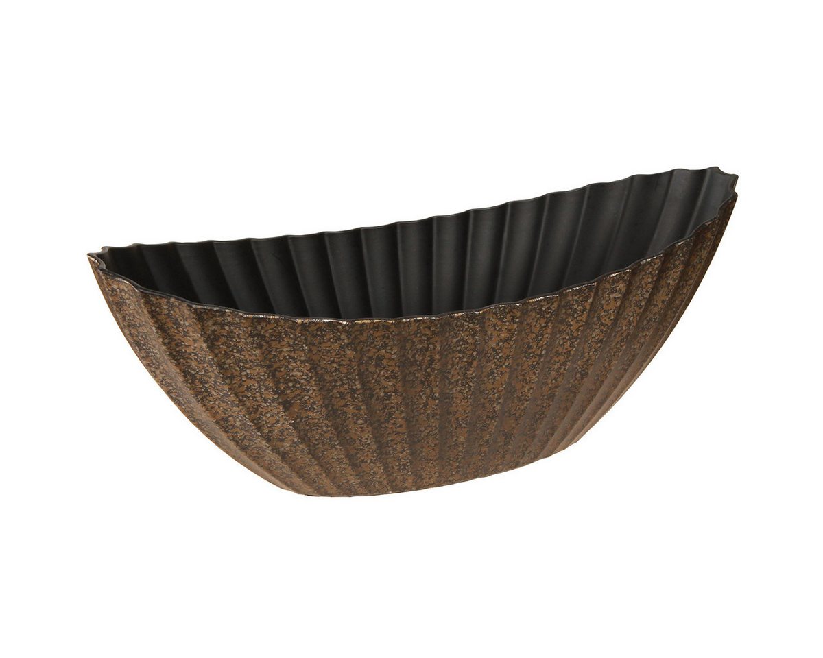 Florists Products Blumentopf Pflanzschale oval mit Rillen Anthrazit Gold 36cm Schale Deko Bild 2
