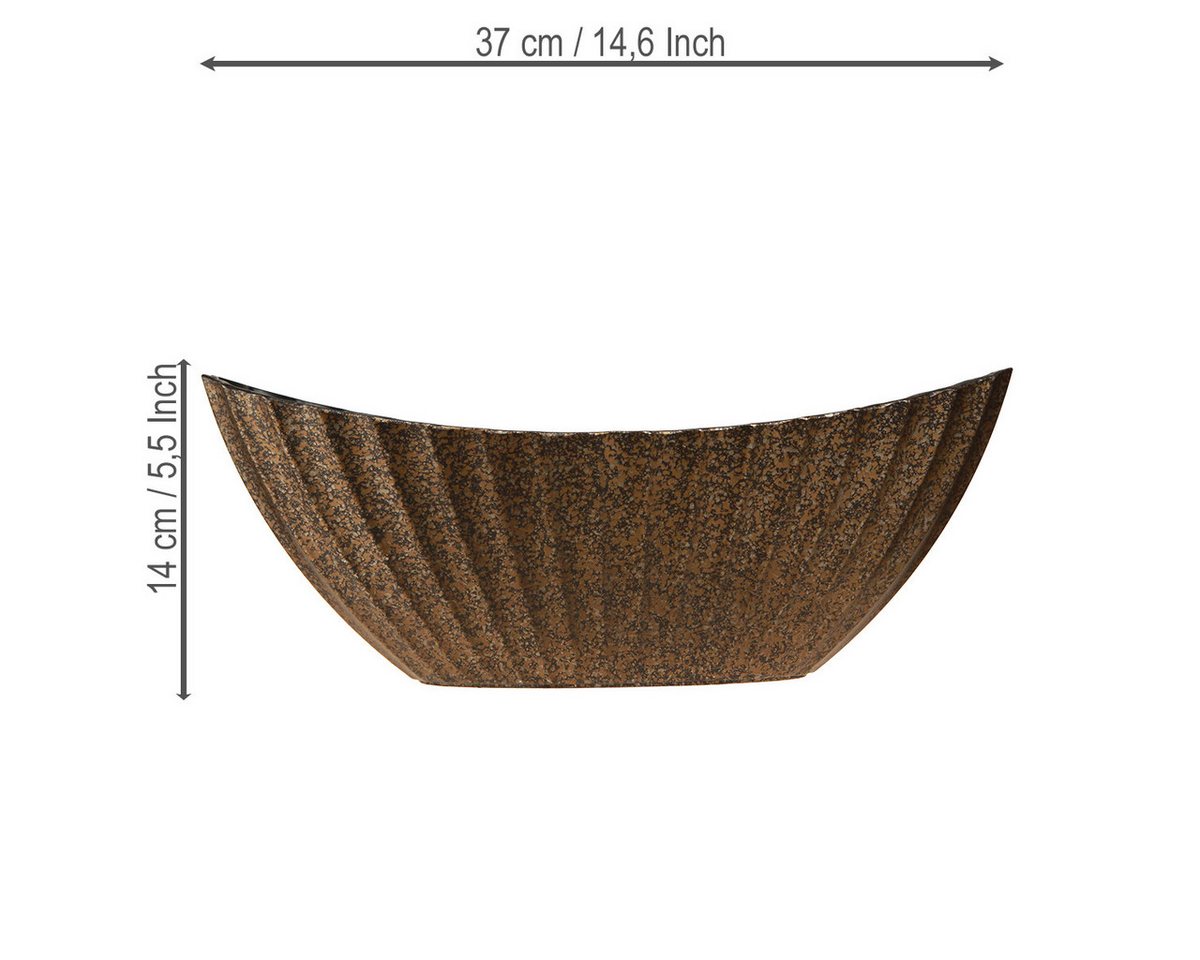Florists Products Blumentopf Pflanzschale oval mit Rillen Anthrazit Gold 36cm Schale Deko Bild 3