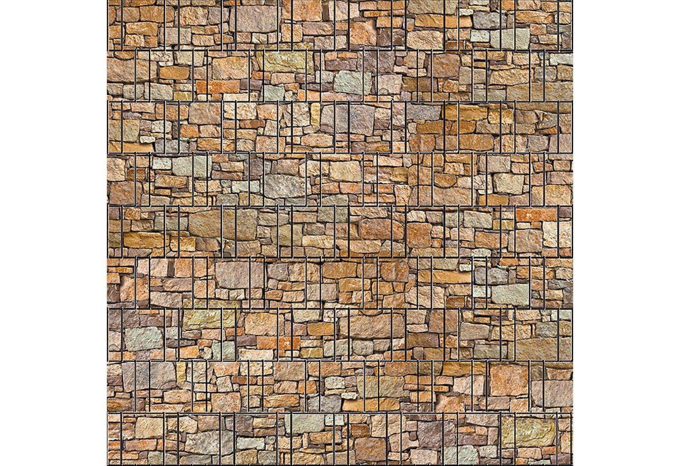 zaunzu Sichtschutzstreifen Stein Bunt bedruckter Sichtschutz 2,5m x 2,0m, (1 Rolle, Motivdruck Sichtschutzstreifen), Beidseitiger Druck für Doppelstabgitter Bild 3