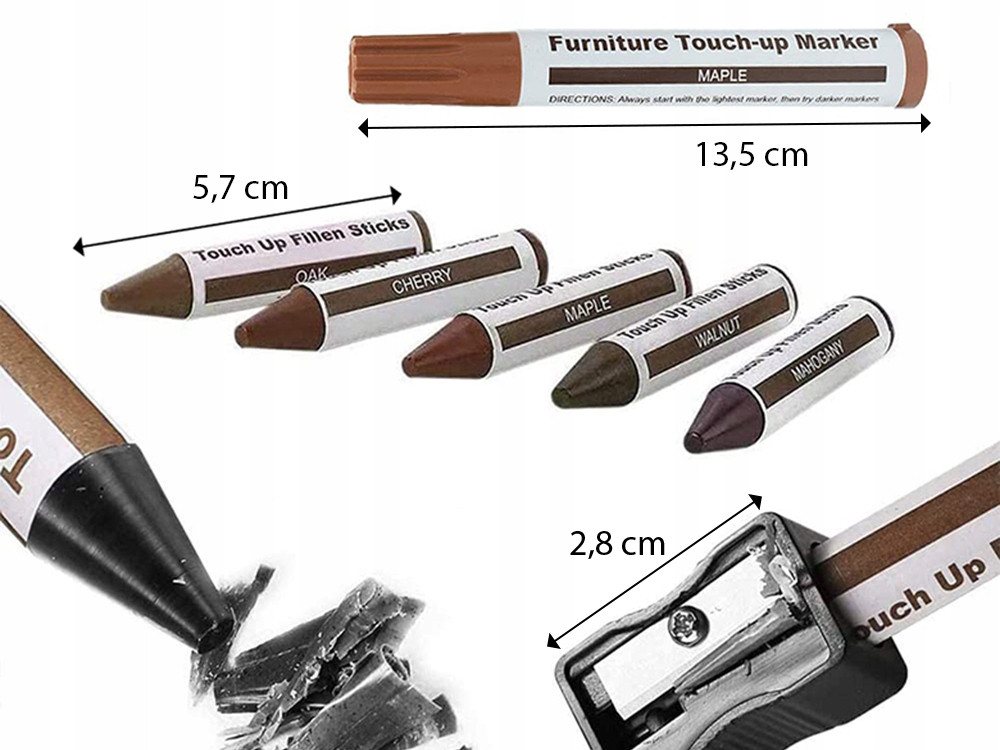 VERK GROUP Marker Möbel Marker Holz Wachsstifte Kratzer Reparaturset 12/16-tlg., (12-tlg), Wachsstifte und Farbmarker, Farben mischbar Bild 3