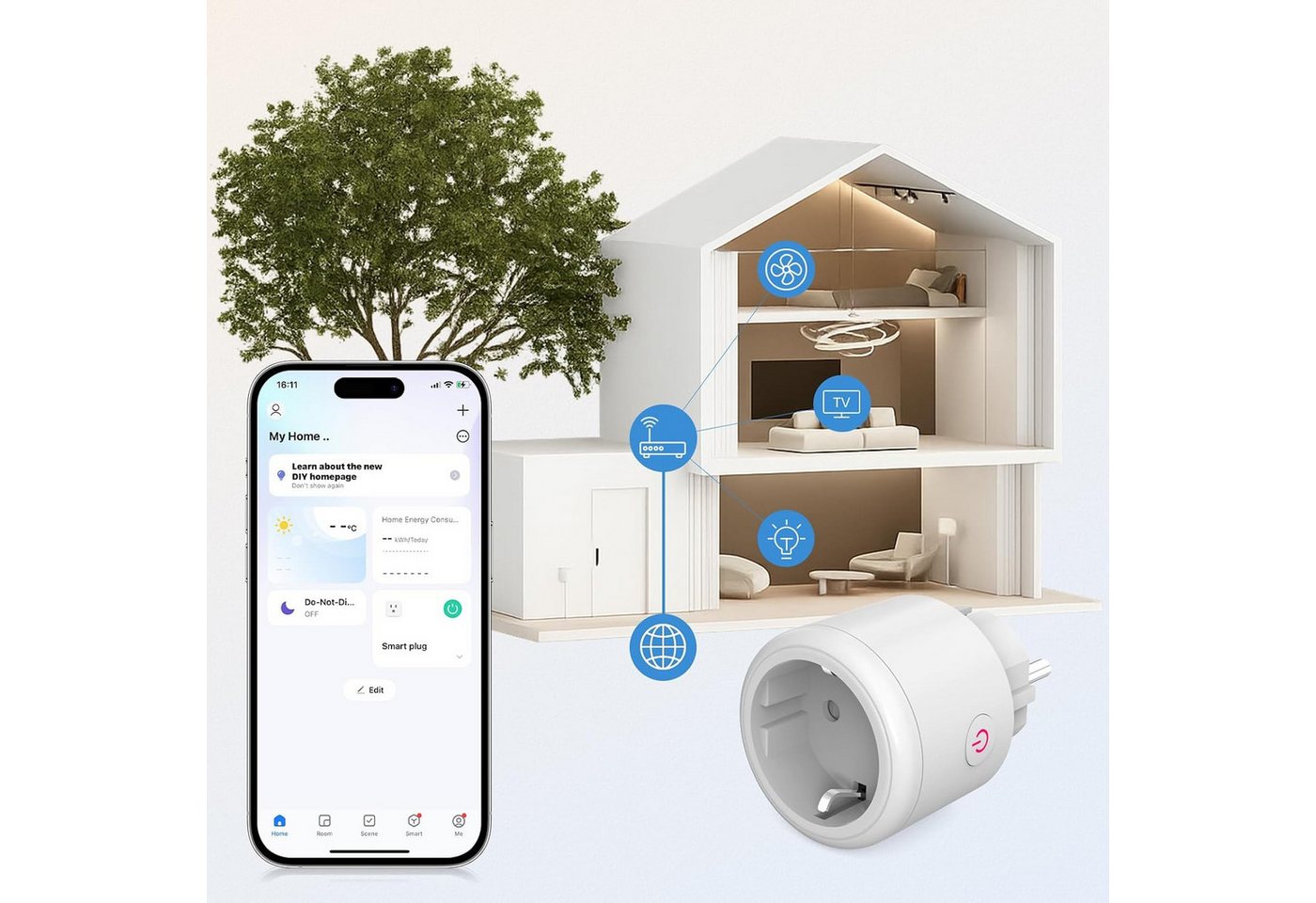 AIMAX WLAN-Steckdose WLAN Steckdose mit Strommessung Smart Plug Alexa 16A Bild 5