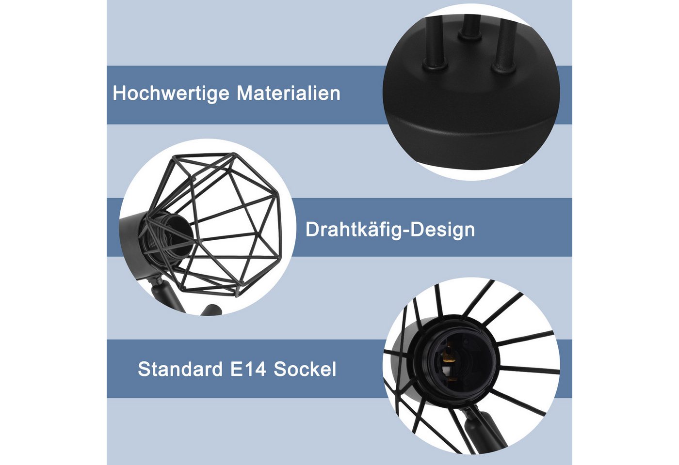 Nettlife Deckenstrahler 3-flammig schwarz vintage Deckenleuchte E14 Industrial Spotlampe, ohne Leuchtmittel Bild 3