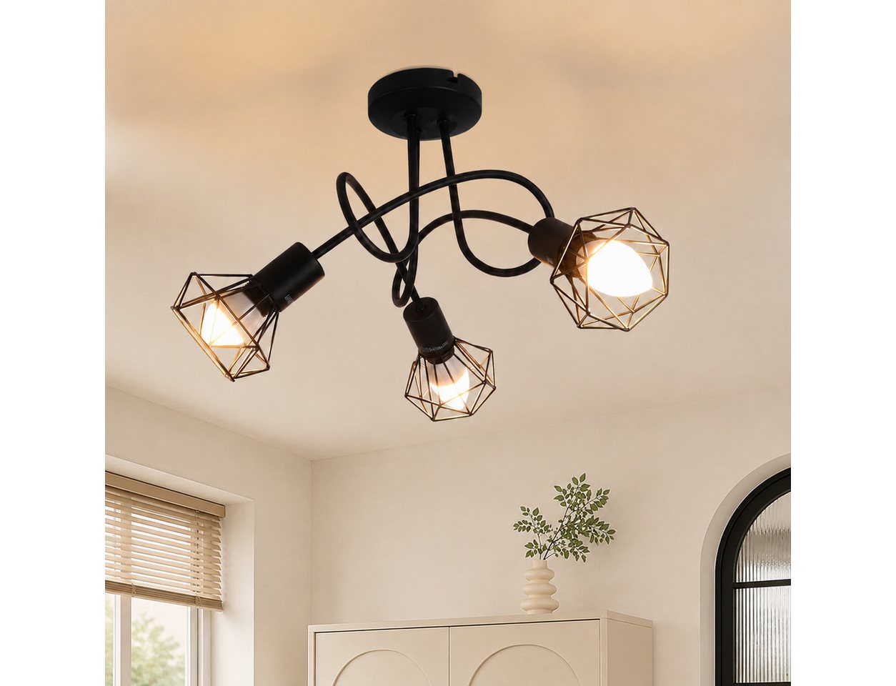 Nettlife Deckenstrahler 3-flammig schwarz vintage Deckenleuchte E14 Industrial Spotlampe, ohne Leuchtmittel Bild 5