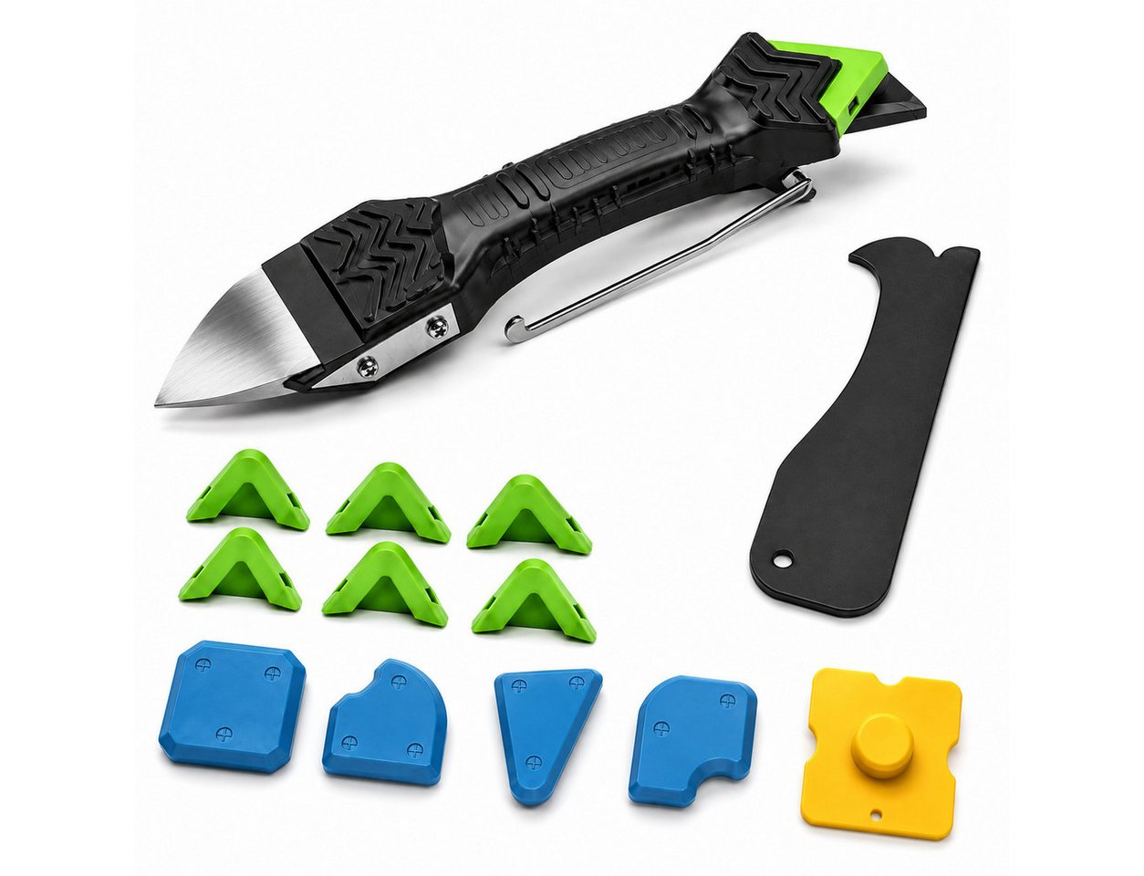 Luckice Multitool 5‑in‑1 Silikonentferner‑Set – Fugenwerkzeug aus Edelstahl, (Set, mit 6 austauschbaren Silikonpads, Schaber und Dichtstoffwerkzeug), Praktisches 5-in-1 Fugenwerkzeug Bild 5