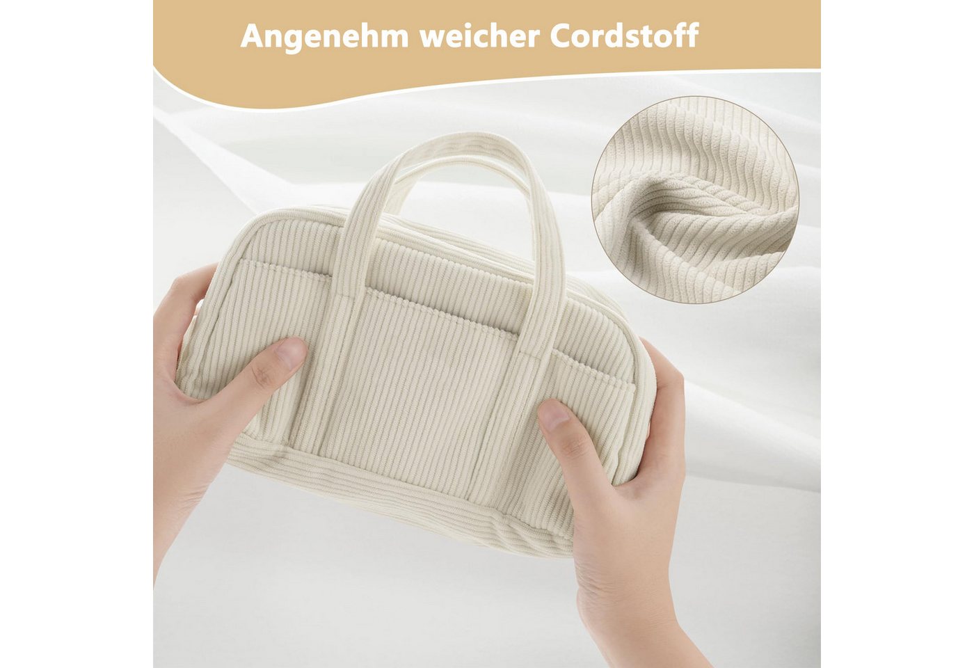 Diwzbyn Federmäppchen Federtaschen, extra große Stiftetasche mit 5 Fächern, Mäppchen, mit weiter Öffnung, weicher Organizer aus Cord mit Reißverschluss Bild 2