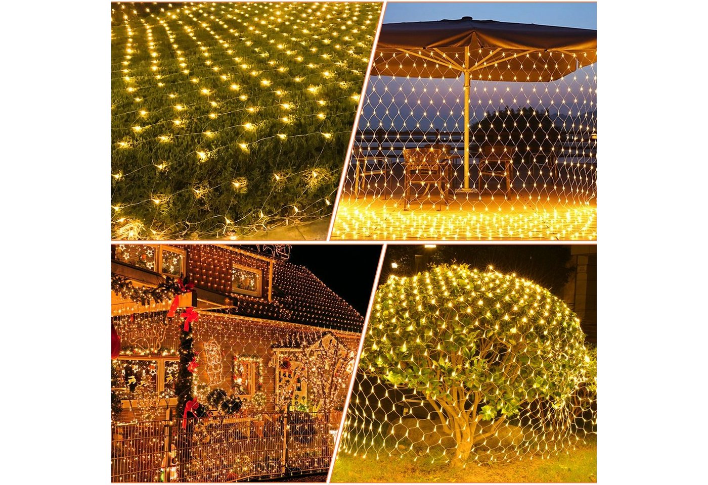Clanmacy LED-Lichternetz LED Lichternetz Lichterkette Deko Lichtervorhang Bild 2