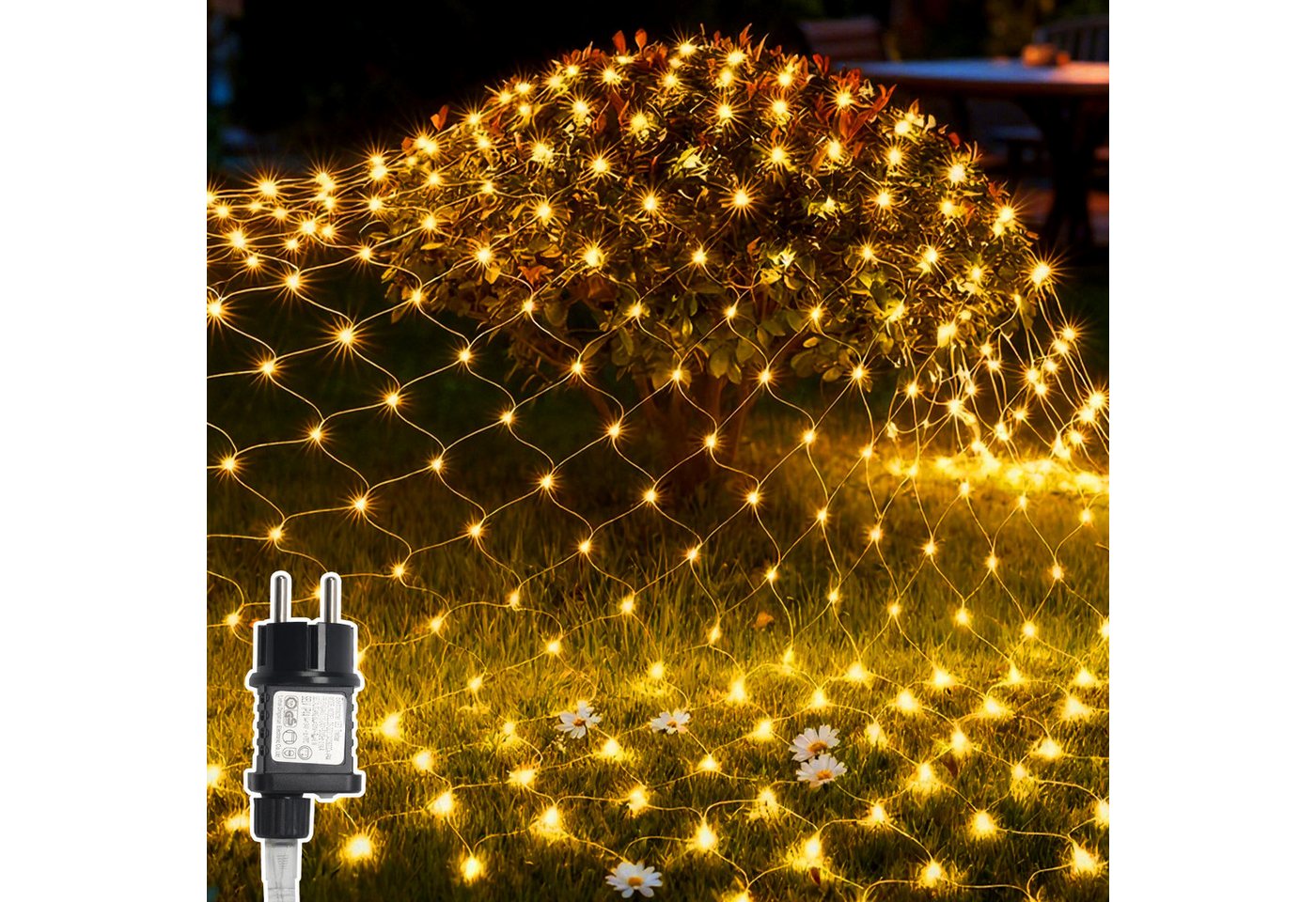 Clanmacy LED-Lichternetz LED Lichternetz Lichterkette Deko Lichtervorhang Bild 3