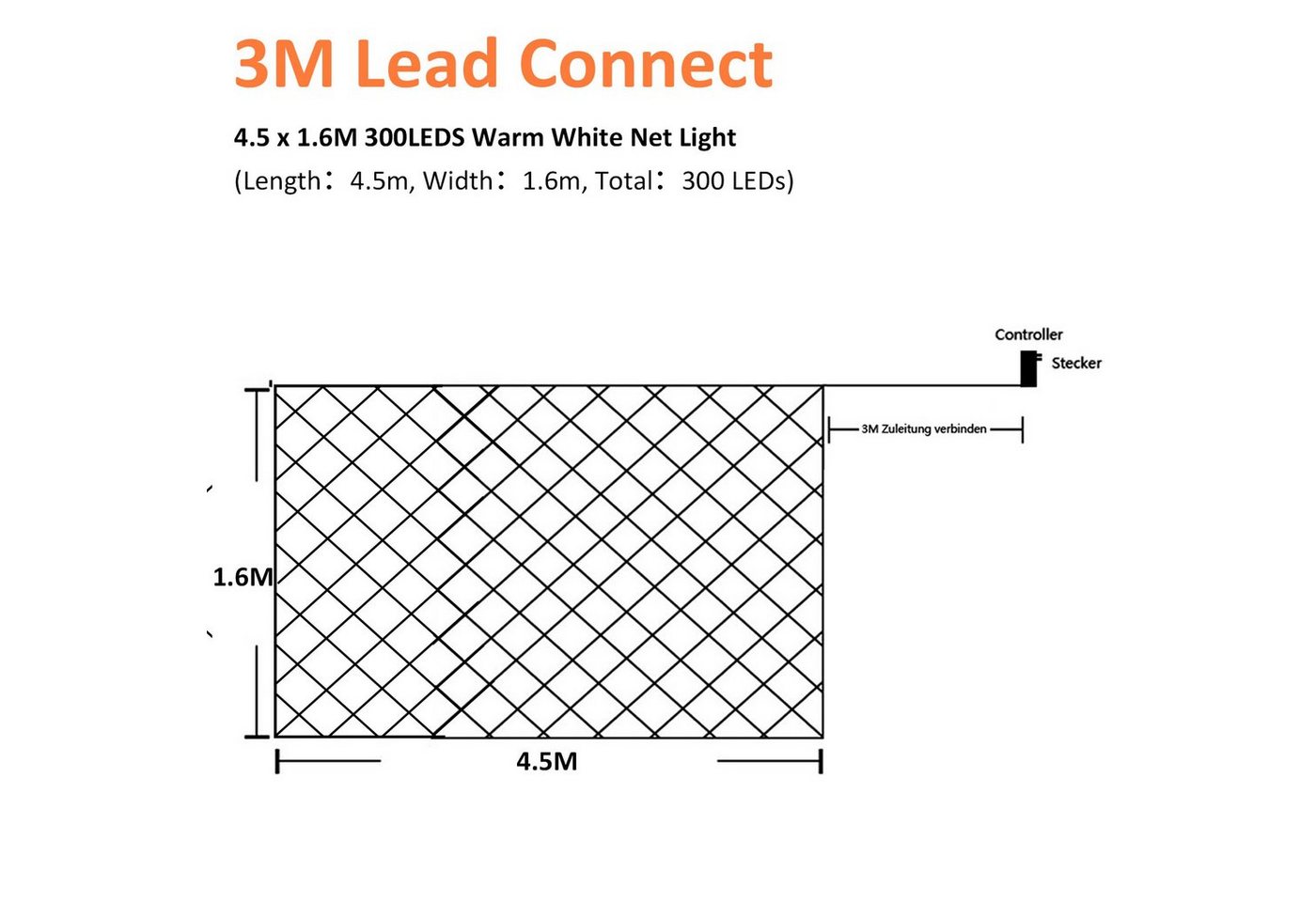 Clanmacy LED-Lichternetz LED Lichternetz Lichterkette Deko Lichtervorhang Bild 4