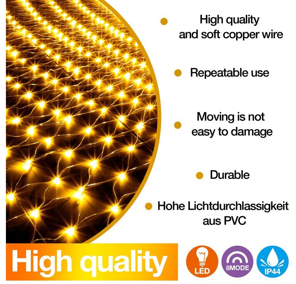 Clanmacy LED-Lichternetz LED Lichternetz Lichterkette Deko Lichtervorhang Bild 5